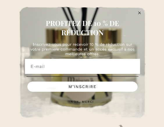 Pop-up Klaviyo et Code Promo